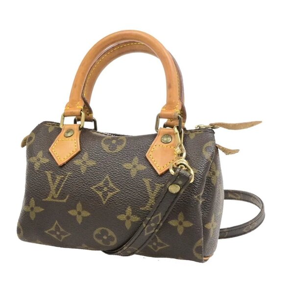 LOUIS VUITTON Mini Speedy 2Way Hand Bag Monogram Leather Brown - Picture 1 of 14